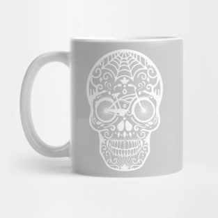 Vintage Mexican Skull - White on Grey Mug